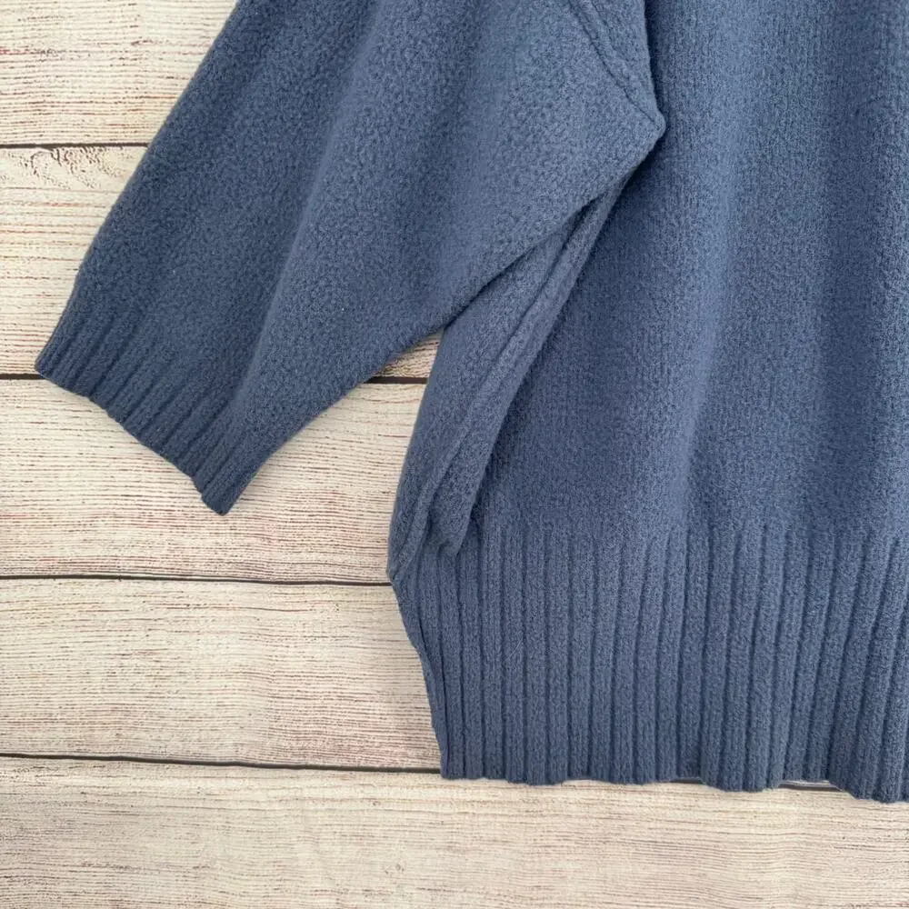 Free People High Low Boxy Oversized Sweater Womens Small Blue Rough Seam - Picture 6 of 12